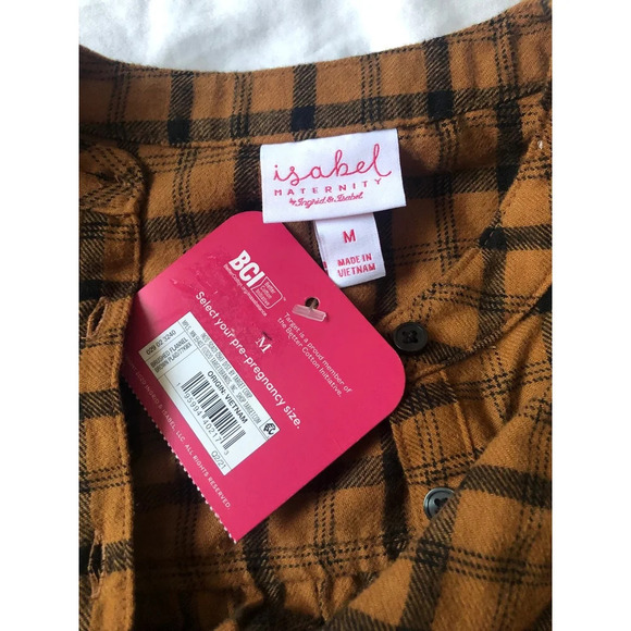 Isabel maternity long sleeve brushed flannel maternity shirt top Plaid M NWT! - Picture 3 of 6